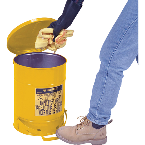Contenants pour d&eacute;chets huileux, Homologu&eacute; FM/List&eacute; UL, 21 gal. US, Jaune Absolute Business Supply