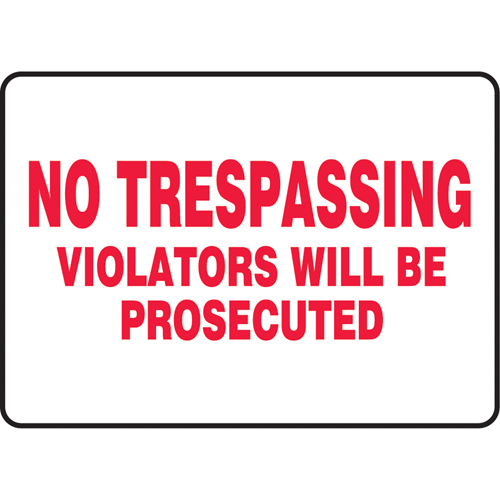 Enseigne  No Trespassing , 10" x 14", Vinyle, Anglais Absolute Business Supply