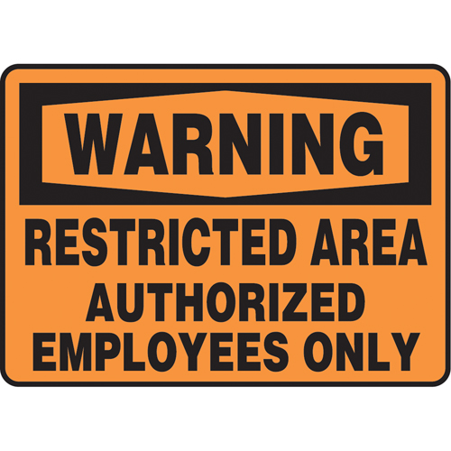 "Restricted Area" Sign, 7" x 10", Vinyl, English Absolute Business Supply