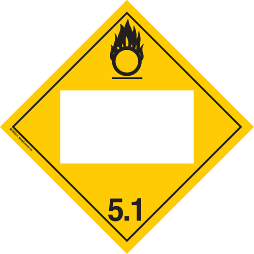 Oxidizer TDG Placard, Adhesive Vinyl Absolute Business Supply