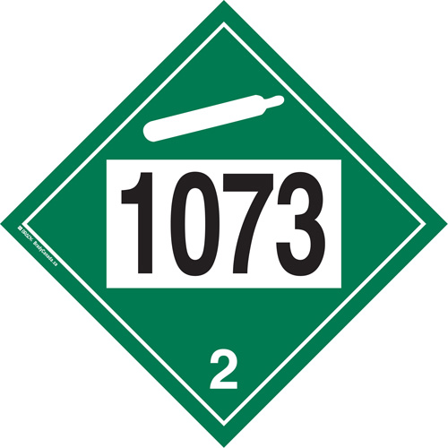 1073 Liquefied Oxygen Non-Flammable Gas TDG Placard, Plastic Absolute Business Supply