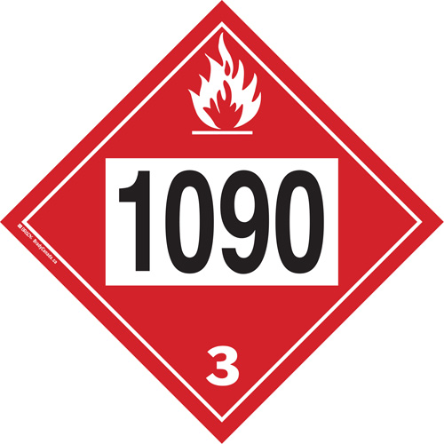 1090 Acetone Flammable Liquid TDG Placard, Plastic Absolute Business Supply