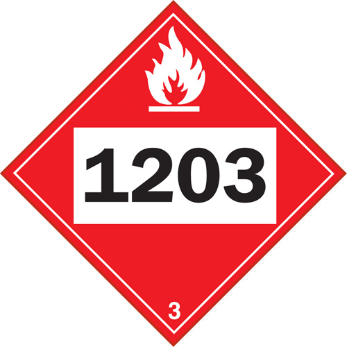 1203 Gasohol & Gasoline Flammable Liquid TDG Placard, Adhesive Vinyl Absolute Business Supply