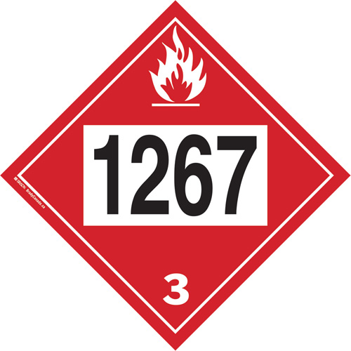 1267 Petroleum Crude Oil Flammable Liquid TDG Placard, Adhesive Vinyl Absolute Business Supply