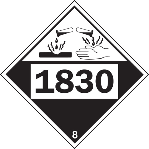 Plaque-&eacute;tiquette TMD 1830 pour mat&eacute;riaux corrosifs acide sulfurique, Plastique Absolute Business Supply