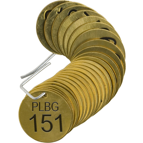 &eacute;tiquettes num&eacute;rot&eacute;es pour vannes PLPG, # 151-175, Laiton, 1,5" dia. Absolute Business Supply