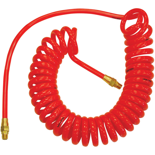 Flexcoil Self-Storing Polyurethane Air Hoses With Fittings, Air, 1/4" ID x 50' L, Polyurethane, 140 PSI at 23 °C Absolute Business Supply