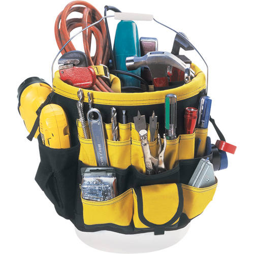 Organisateur pour seau &agrave; outils, 6" lo x 11" la x 12" h, Nylon, Noir/Jaune Absolute Business Supply