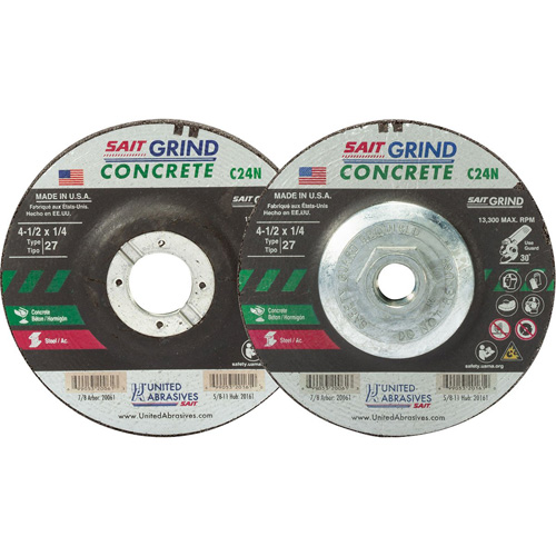 C24N Concrete Grinding Wheel, 5" x 1/4", 7/8" Arbor, Type 27 Absolute Business Supply