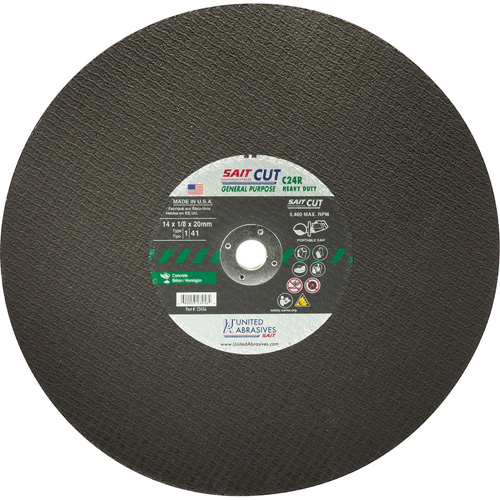 Cut-Off Wheel 24CR, 16" x 1/8", 1" Arbor, Type 1, Silicon Carbide, 4800 RPM Absolute Business Supply