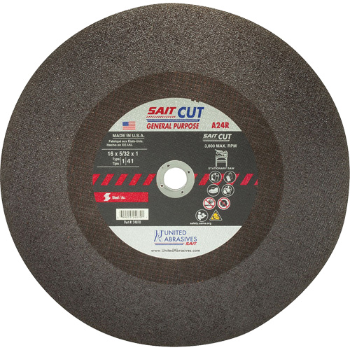 Cut-Off Saw (A24R), 14" x 1/8", 1" Arbor, Type 1, Aluminum Oxide, 4400 RPM Absolute Business Supply