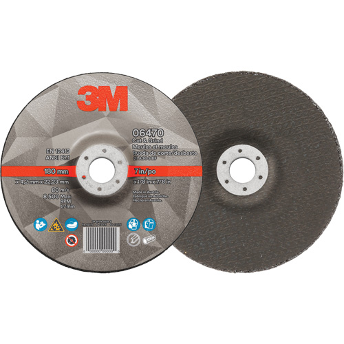 Meule &agrave; tronçonner, 7" x 1/8", Arbre de 7/8", Type 27, C&eacute;ramique Absolute Business Supply
