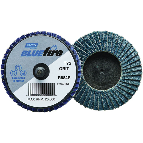 Mini disques &agrave; lamelles BlueFire R884P, 2" x Type 27, Grain 40, Alumine de zirconium Absolute Business Supply
