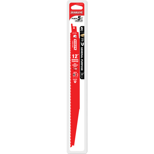 Lame de scie alternative tout usage, Bim&eacute;tal, 8-14 Dents par pouce, 12" lo x 1" la Absolute Business Supply