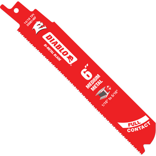 Medium Metal Reciprocating Saw Blade, Bi-Metal, 14-18 TPI, 6" L x 1" W Absolute Business Supply