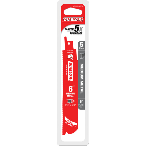 Medium Metal Reciprocating Saw Blade, Bi-Metal, 14-18 TPI, 6" L x 1" W Absolute Business Supply