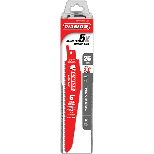 Reciprocating Blade for Thick Metal/Demolition, Bi-Metal, 8-10 TPI, 6" L Absolute Business Supply