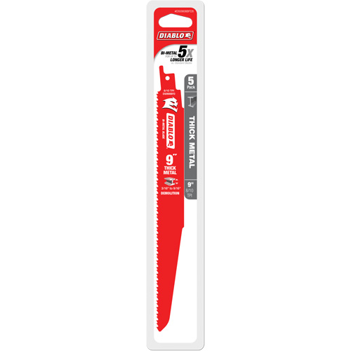 Lame de scie alternative pour la d&eacute;molition et les m&eacute;taux &eacute;pais, Bim&eacute;tal, 8-10 Dents par pouce, 9" lo Absolute Business Supply