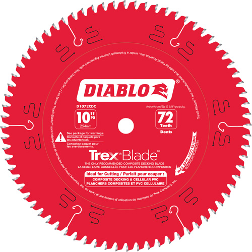 Trex&reg; Blade Cutting Saw Blade, 10", 72 Teeth, Plastic/Composite Decking Use Absolute Business Supply