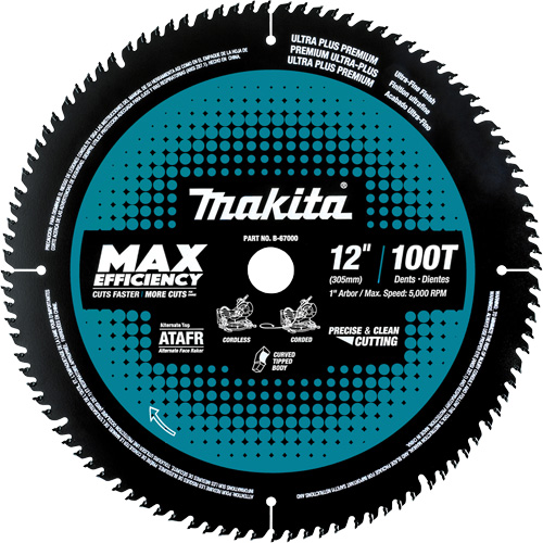Max-Efficiency Blades Ideal For Cordless Mitre Saw, 12", 100 CT Teeth, Finishing Use Absolute Business Supply