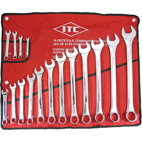 ICW-16 Professional Raised Panel Wrench Set, Combination, 16 Pieces, Imperial Absolute Business Supply
