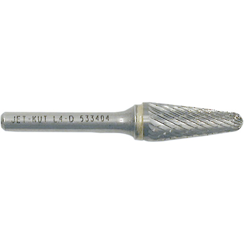 L4-D JET-KUT&reg; Taper Shape Burr with Radius End, 1/4" Dia., 1/4" Shank, 1-1/8" Depth of Cut Absolute Business Supply