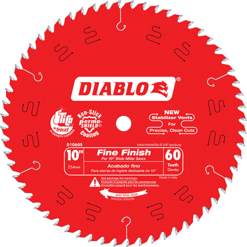 Contractor Saw Blades - Fine Finishing Saw Blades, 10", 60 Teeth, Wood Use Absolute Business Supply