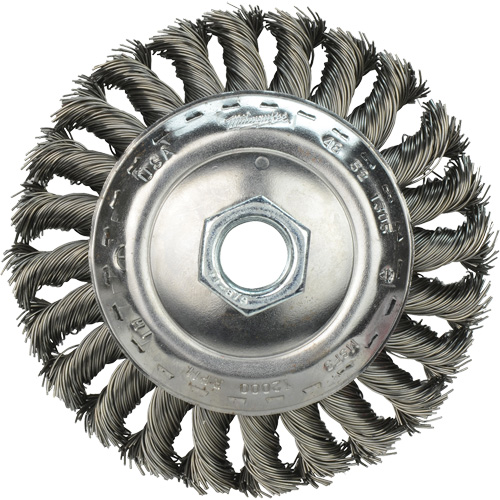 Bevel Knot Brush, 4" Dia., 0.023" Fill, 5/8"-11 Arbor Absolute Business Supply