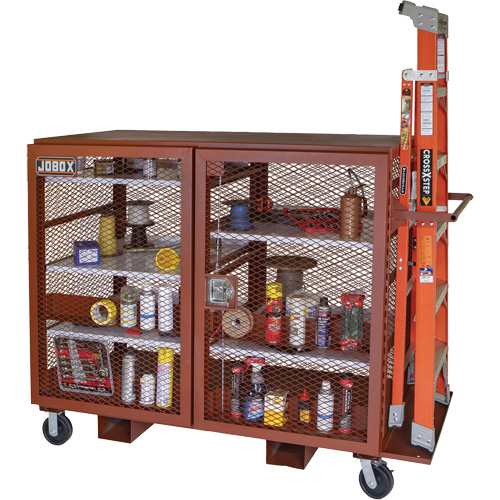 Armoire mobile en treillis, Acier, 49 pi³, Rouge Absolute Business Supply