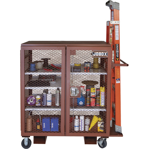 Armoire mobile en treillis, Acier, 37 pi³, Rouge Absolute Business Supply