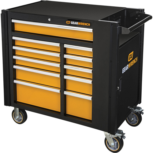 Chariot &agrave; outils &eacute;lectrique, 11 tiroirs, 42-1/2" la x 24-7/16" p x 41" h, Noir/Orange Absolute Business Supply