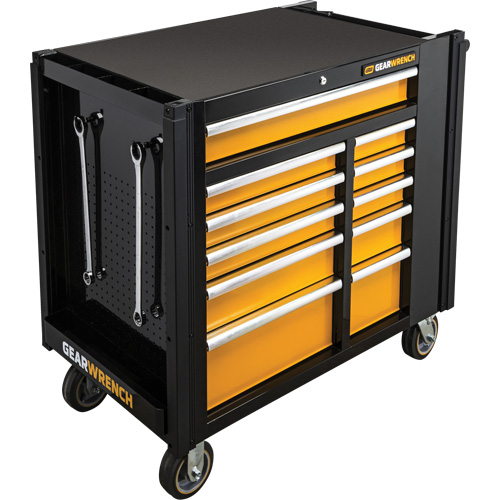 Chariot &agrave; outils &eacute;lectrique, 11 tiroirs, 42-1/2" la x 24-7/16" p x 41" h, Noir/Orange Absolute Business Supply