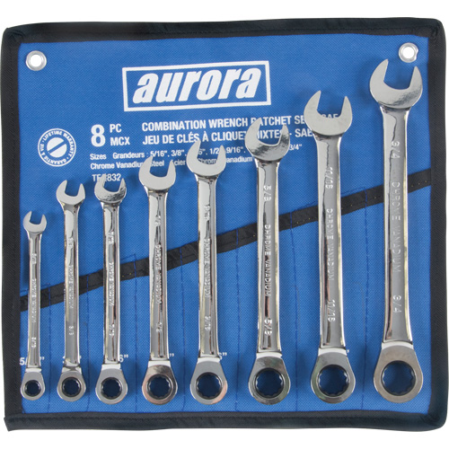 Jeu de cl&eacute;s &agrave; cliquet &agrave; t&ecirc;te fixe, Combinaison, 8 morceaux, Imp&eacute;rial Absolute Business Supply