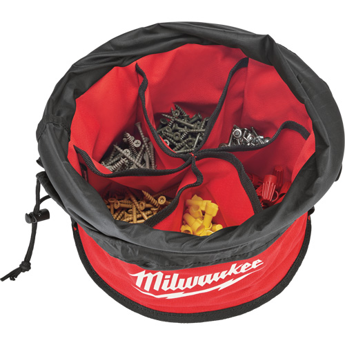 Sac range-tout style parachute, 11-4/5" lo x 11-4/5" la x 11" h, Nylon, Noir/Rouge Absolute Business Supply