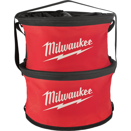 Sac range-tout style parachute, 11-4/5" lo x 11-4/5" la x 11" h, Nylon, Noir/Rouge Absolute Business Supply