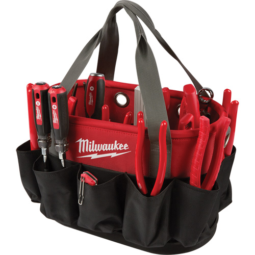 Utility Oval Bag, Ballistic Nylon, 24 Pockets, Black/Red Absolute Business Supply