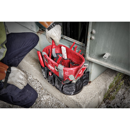 Utility Oval Bag, Ballistic Nylon, 24 Pockets, Black/Red Absolute Business Supply