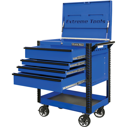 EX Deluxe Series Tool Cart, 4 Drawers, 22-7/8" L x 33" W x 44-1/4" H, Blue Absolute Business Supply