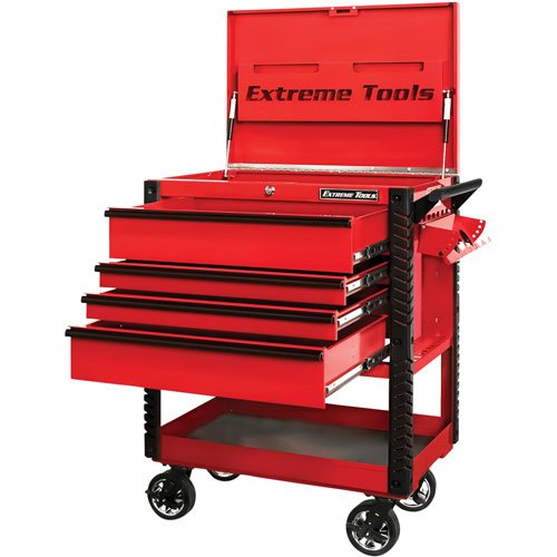 Chariot &agrave; outil s&eacute;rie EX de luxe, 4 tiroirs, 22-7/8" lo x 33" la x 44-1/4" h, Rouge Absolute Business Supply