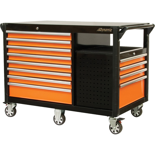 Industrial Cart, 12 Drawers, 31-5/8" L x 52-1/2" W x 40-1/4" H, Black/Orange Absolute Business Supply