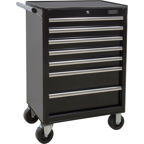 Chariot &agrave; outils industriel, 7 tiroirs, 27" la x 18-3/4" p x 39" h, Noir Absolute Business Supply