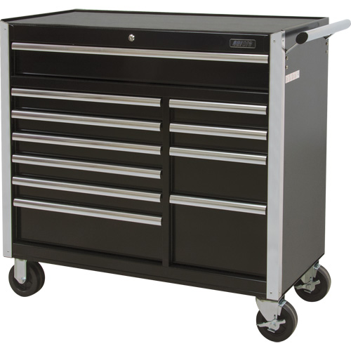Chariot &agrave; outils industriel, 11 tiroirs, 41" la x 18-3/4" p x 39-1/3" h, Noir Absolute Business Supply
