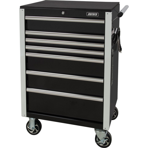 Chariot &agrave; outils &agrave; usage intensif, 7 tiroirs, 28" la x 22" p x 42-3/8" h, Noir Absolute Business Supply