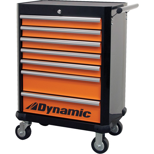 Armoire roulante, 7 tiroirs, 28" la x 18" p x 40" h, Noir/Orange Absolute Business Supply