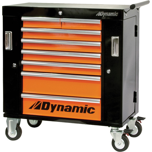 Armoire roulante, 8 tiroirs, 36" la x 18" p x 39-1/4" h, Noir/Orange Absolute Business Supply