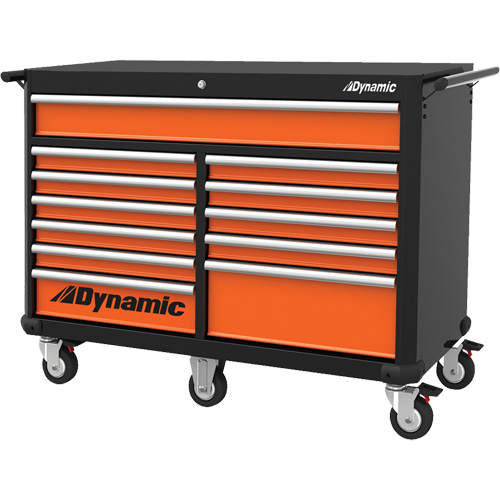 Armoire roulante, 12 tiroirs, 53" la x 24" p x 41" h, Noir/Orange Absolute Business Supply