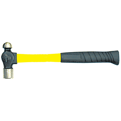 Heavy-Duty Fibreglass Handle Ball Pein Hammer, 8 oz. Head Weight, Plain Face, Cushion Handle Absolute Business Supply