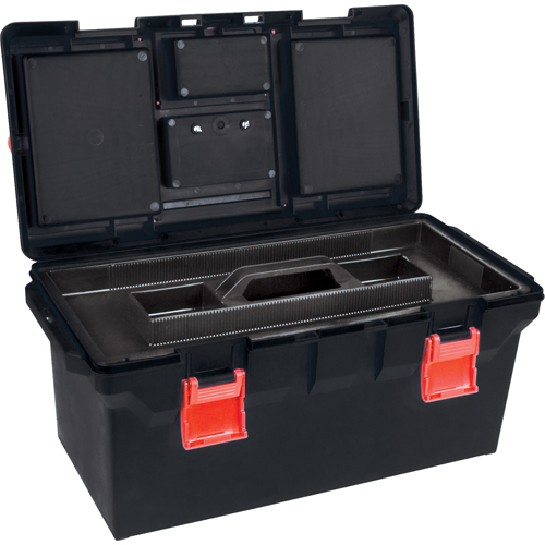 Plastic Tool Box, 22" W x 11" D x 10-1/2" H, Black Absolute Business Supply