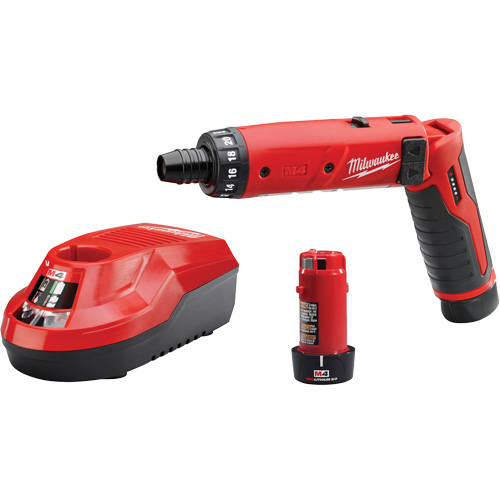 M4 Hex Screwdriver Kit, 1/4", 4 V, 44 in-lbs Max. Torque, Lithium-Ion Battery Absolute Business Supply