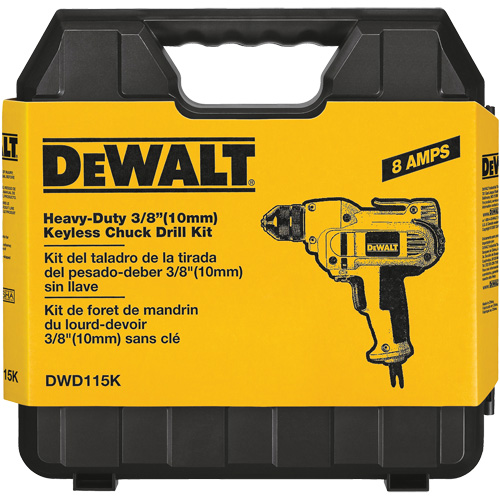 Perceuse &agrave; poign&eacute;e centrale VSR, Mandrin 3/8", 8 A, 120 V, 0-2500 Tr/min, Mandrin Sans cl&eacute; Absolute Business Supply
